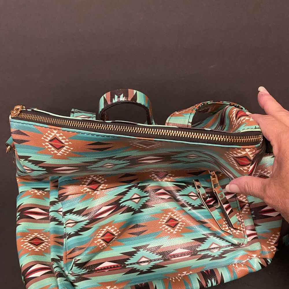 Aztec Western Patterned Backpack Purse - image 3